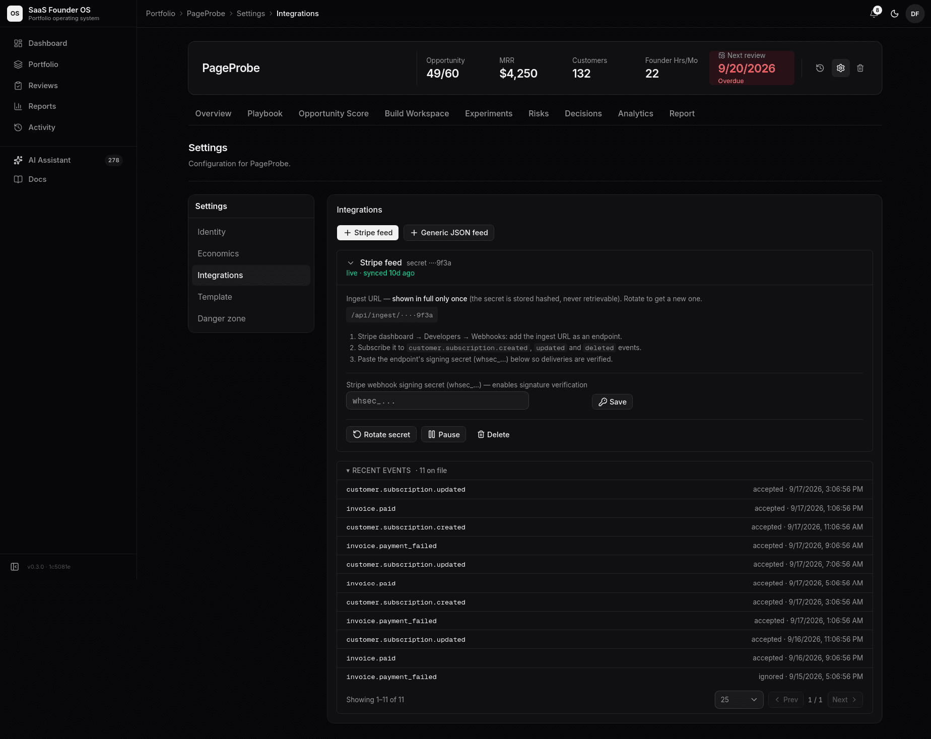 Live data feed ingest configuration